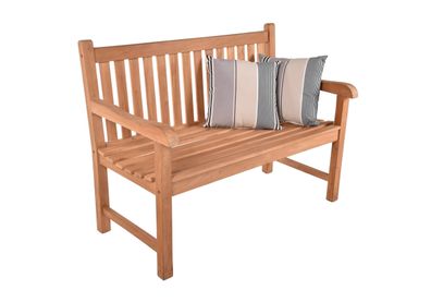 Gartenbank MARCEL 2-Sitzer 122cm Breit Teak Hellbraun Terrassenbank Wetterfest