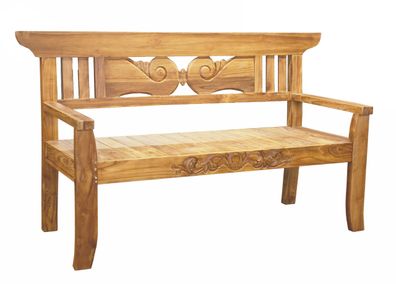 Gartenbank MAREN 3-Sitzer 163,5cm Breit Teak Hellbraun Terrassenbank Wetterfest