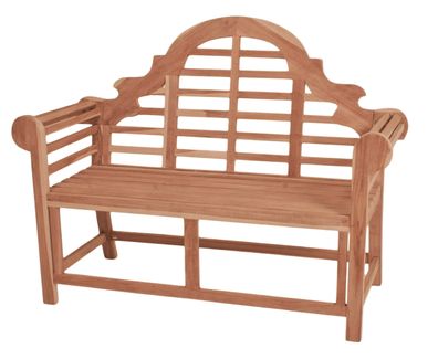 Gartenbank MARIUS 2-Sitzer 133cm Breit Teak Natur Terrassenbank Wetterfest Sitzbank
