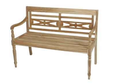 Gartenbank MARLEN 2-Sitzer 120cm Breit Teak Natur Terrassenbank Wetterfest Sitzbank