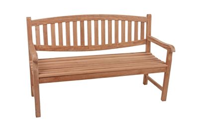 Gartenbank MELINA 150cm Breit Teak Natur Terrassenbank Wetterfest Sitzbank Outdoor