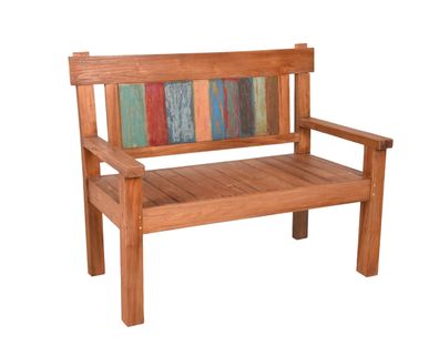 Gartenbank METTE 2-Sitzer 120cm Breit Teak Hellbraun Terrassenbank Wetterfest