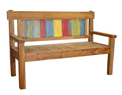 Gartenbank METTE 3-Sitzer 150cm Breit Teak Hellbraun Terrassenbank Wetterfest