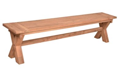 Gartenbank NORMA 200cm Breit Teak Natur Terrassenbank Wetterfest Sitzbank Outdoor