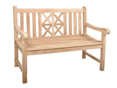 Gartenbank OLAF 2-Sitzer 120cm Breit Teak Natur Terrassenbank Wetterfest Sitzbank