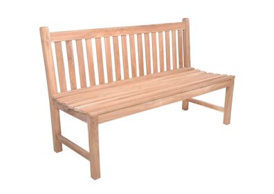 Gartenbank OMAR 3-Sitzer ohne Armlehnen 150cm Breit Teak Hellbraun Terrassenbank