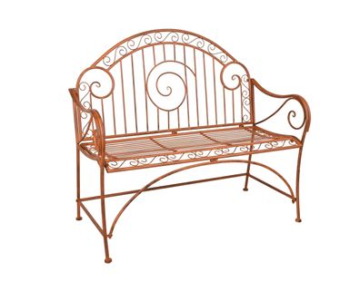 Gartenbank RAGNA 112cm Breit Stahl Rostbraun Terrassenbank Wetterfest Sitzbank