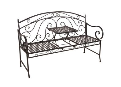 Gartenbank SANDRA hochklappbarer Tisch 148cm Breit Stahl Schwarz 148x55x96cm