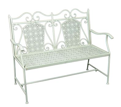 Gartenbank SIGURD 120cm Breit Stahl Weiß Terrassenbank Wetterfest Sitzbank Outdoor