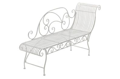 Gartenbank SIZON Metall Antik weiß 156x46x78 cm Gartenliege Metall Sonnenliege Antik
