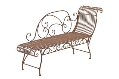 Gartenbank SIZON Metall Braun 156x46x78 cm Gartenliege Metall Sonnenliege Antik