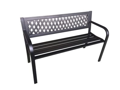 Gartenbank TIMO 119cm Breit Kunststoff Schwarz Terrassenbank Wetterfest Sitzbank