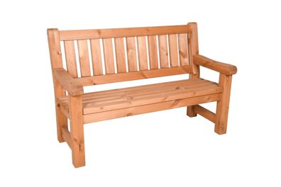 Gartenbank TOBIAS 2-Sitzer 124cm Breit Kiefer Kieferbraun Terrassenbank Wetterfest