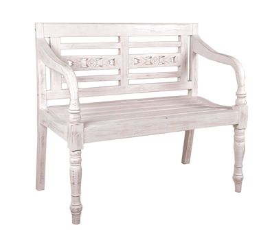 Gartenbank TOMAS 2-Sitzer 100cm Breit Mahagoni Weiß Terrassenbank Wetterfest Sitzbank