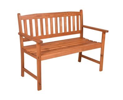 Gartenbank TORBEN 2-Sitzer 110cm Breit Akazie Natur Terrassenbank Wetterfest Sitzbank