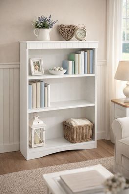 Aktenregal Landhausstil weiß dekor Büroregal 78x36x124 Standregal #444