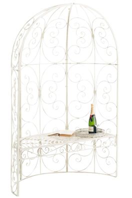 Halbpavillon mit Sitzbank BOSTON Metall Antik-creme 120x58x178 cm Gartenbank Mit