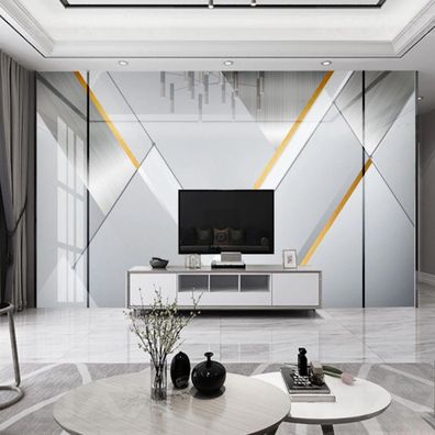 Fototapete Abstrakte Geometrie Gold Wanddeko Wohnzimmer Modern 10542
