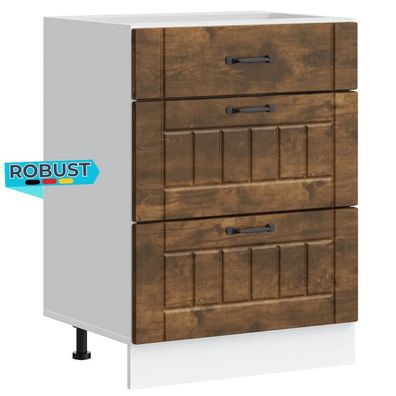 Küchenunterschrank MARO Räuchereiche 60x46x81,5 cm Küche Unterschrank Schublade