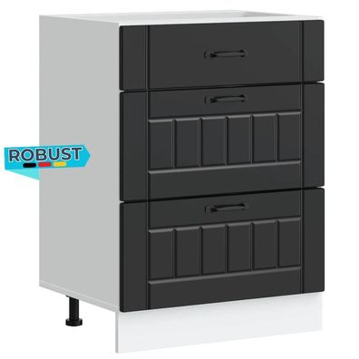 Küchenunterschrank MARO Schwarz 60x46x81,5 cm Küche Unterschrank Schublade