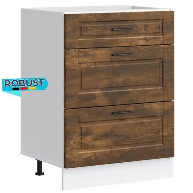 Küchenunterschrank SAMU Räuchereiche 60x46x81,5 cm Küche Unterschrank Schublade