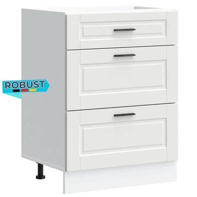 Küchenunterschrank SAMU Weiß 60x46x81,5 cm Küche Unterschrank Schublade