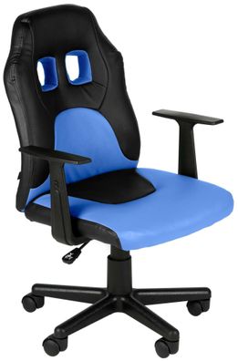 Kinder Bürostuhl MIA 83x56x59 Schwarz/Blau Kunstleder Kunststoff Gestell ergonomische