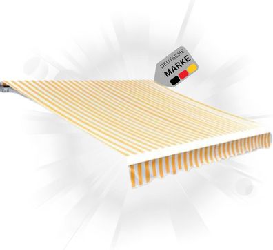 Markisenbespannung Markisenstoff Wasserabweisend Reißfest Gelb-Weiß für 400x350cm