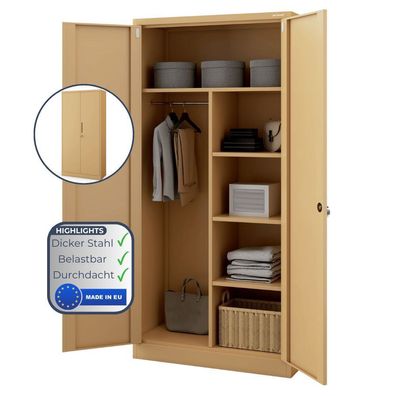 Mehrzweckschrank Metall abschließbar REKL 185x90x45cm Beige Funktionaler