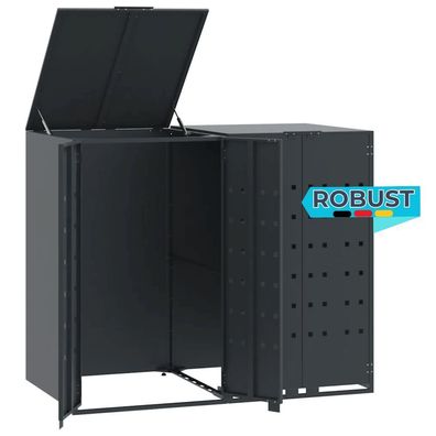 Mülltonnenbox GORILO für 2 Tonnen Anthrazit 138x79x117 cm Stahl Mülltonnenverkleidung