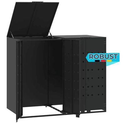 Mülltonnenbox GORILO für 2 Tonnen Schwarz 138x79x117 cm Stahl Mülltonnenverkleidung