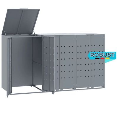 Mülltonnenbox GORILO für 3 Tonnen Grau 207x79x117 cm Stahl Mülltonnenverkleidung 3er
