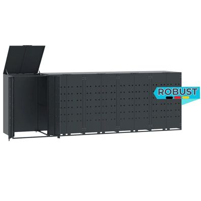 Mülltonnenbox GORILO für 5 Tonnen Anthrazit 345x79x117 cm Stahl Mülltonnenverkleidung