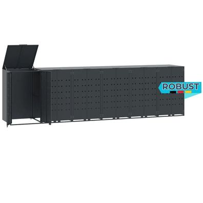 Mülltonnenbox GORILO für 6 Tonnen Anthrazit 414x79x117 cm Stahl Mülltonnenverkleidung