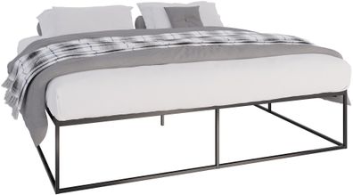 Metallbett SUKAR Metall Schwarz 205.5x205.5x46.5 cm Bett 200x200 Bettrahmen Metall