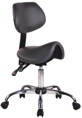 Sattelhocker mit Lehne KOLLI Grau Höhenverstellbar Drehbar Kunstleder pflegeleicht