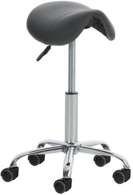 Sattelhocker mit Rollen VOULI Grau Höhenverstellbar Drehbar Kunstleder pflegeleicht