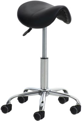 Sattelhocker mit Rollen VOULI Schwarz Höhenverstellbar Drehbar Kunstleder