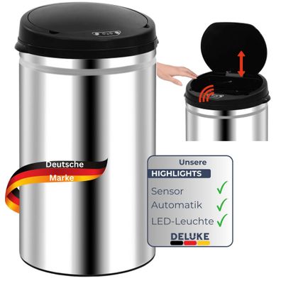 Sensor Mülleimer Küche 40L Edelstahl Automatik Bewegungssensor Klemmring Smarter