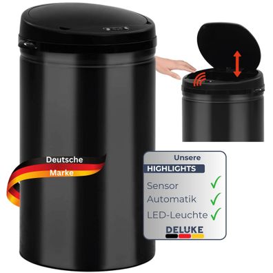 Sensor Mülleimer Küche 40L Schwarz Automatik Bewegungssensor Klemmring Smarter