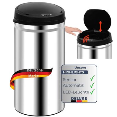 Sensor Mülleimer Küche 50L Edelstahl Automatik Bewegungssensor Klemmring Smarter
