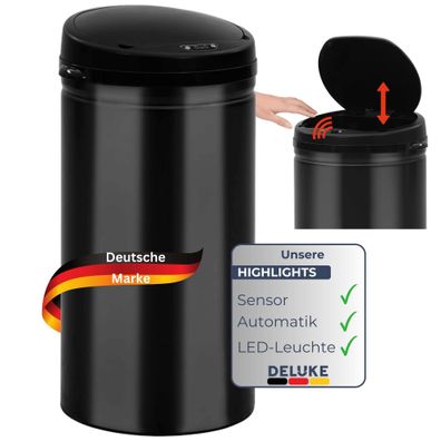Sensor Mülleimer Küche 50L Schwarz Automatik Bewegungssensor Klemmring Smarter