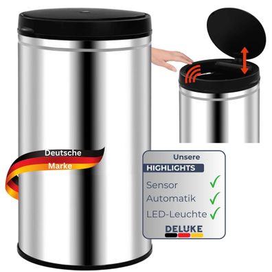 Sensor Mülleimer Küche 60L Edelstahl Automatik Bewegungssensor Klemmring Smarter