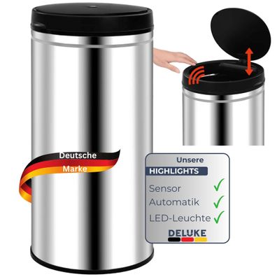 Sensor Mülleimer Küche 70L Edelstahl Automatik Bewegungssensor Klemmring Smarter