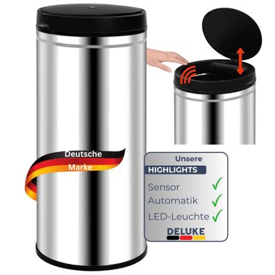 Sensor Mülleimer Küche 80L Edelstahl Automatik Bewegungssensor Klemmring Smarter