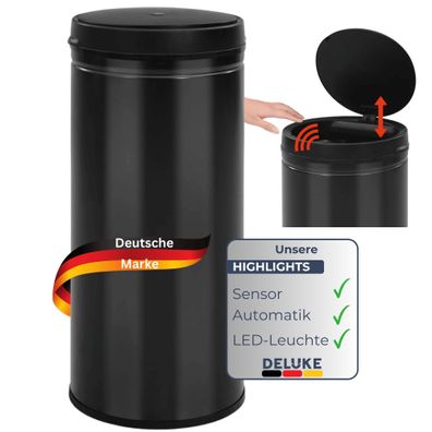 Sensor Mülleimer Küche 80L Schwarz Automatik Bewegungssensor Klemmring Smarter