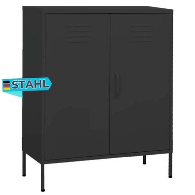 Sideboard KEVI Metall Anthrazit 80x35x101,5 cm Stahl Flurschrank Metallschrank