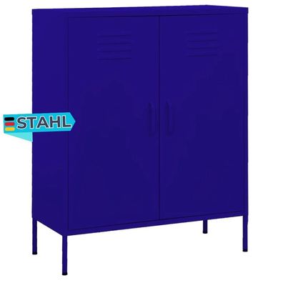 Sideboard KEVI Metall Marineblau 80x35x101,5 cm Stahl Flurschrank Metallschrank