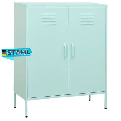 Sideboard KEVI Metall Minzgrün 80x35x101,5 cm Stahl Flurschrank Metallschrank