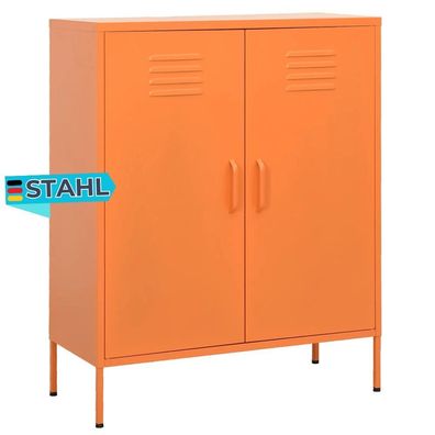 Sideboard KEVI Metall Orange 80x35x101,5 cm Stahl Flurschrank Metallschrank